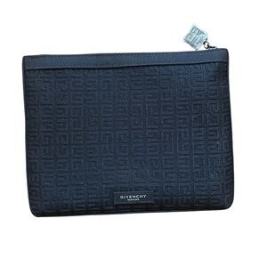 Givenchy Parfums Black Mesh Zipper Pouch Makeup Toiletry Cosmetic Clutch Bag